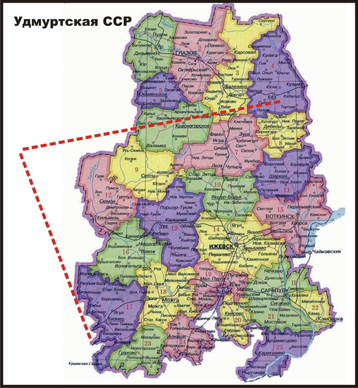 Карта глазовского района удмуртии с деревнями и дорогами в хорошем разрешение