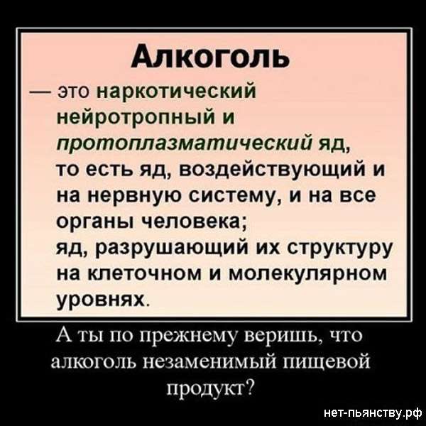 Алкоголь – это сильнейший яд, убивающий человека медленно, но наверняка