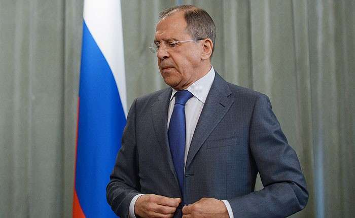 Министр иностранных дел РФ Сергей Лавров на пресс-конференции.