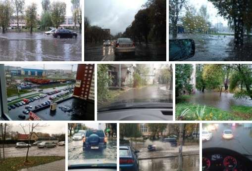 Калининград уходит под воду: ливнёвка не справляется, по улицам несутся потоки воды