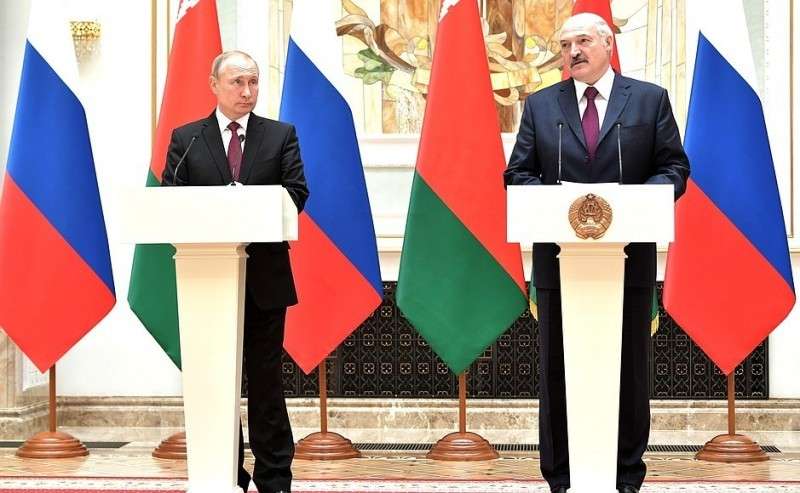 C Президентом Белоруссии Александром Лукашенко. Заявление для прессы по итогам заседания Высшего Государственного Совета Союзного государства.