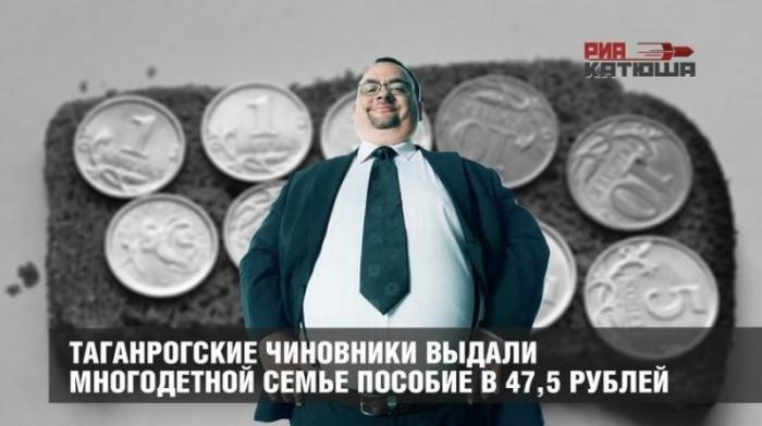 В Таганроге чиновники выдали многодетной семье разовое пособие в 47,5 рублей