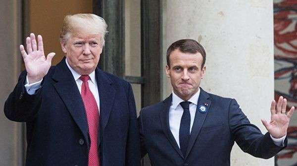 Президент Франции Эммануэль Макрон принимает президента США Дональда Трампа Президент Франции Эммануэль Макрон принимает президента США Дональда Трампа