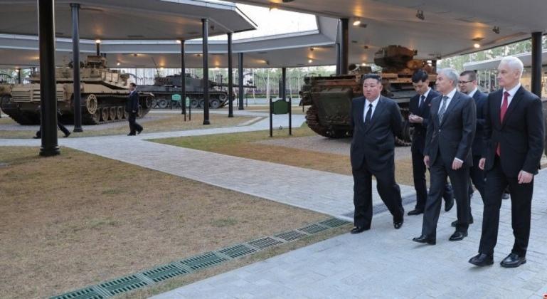North Korean Leadership Inspect Captured Ukrainain Army Tanks and Vehicles on Display